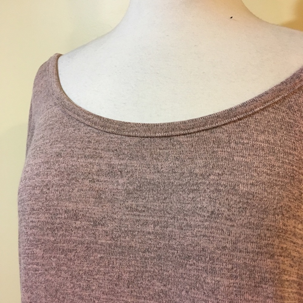 Deep V Back Marled Blush Long Sleeve Knit Dress - Picture 6 of 7